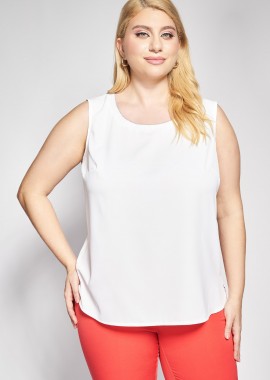 - Αμάνικο τοπ με lurex στη στρογγυλή λαιμόκοψη