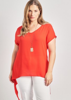 - Ασύμμετρη βραδινή μπλούζα ζορζέτα με κολιέ