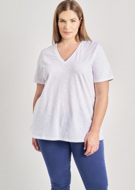 - Basic μπλούζα βαμβακερή γραμμή-Α με V