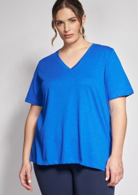 - Basic βαμβακερή μπλούζα φλάμα κοντομάνικη σε γραμμή-Α