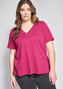 - Basic βαμβακερή μπλούζα φλάμα κοντομάνικη σε γραμμή-Α