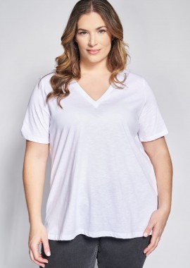 - Basic βαμβακερή μπλούζα φλάμα κοντομάνικη σε γραμμή-Α