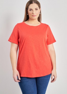 - Basic βαμβακερή μπλούζα κοντομάνικη με ρεβέρ