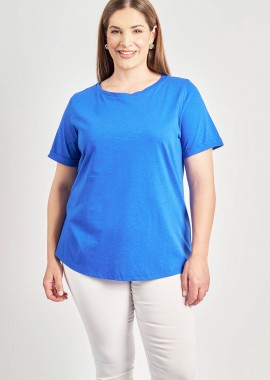 - Basic βαμβακερή μπλούζα κοντομάνικη με ρεβέρ