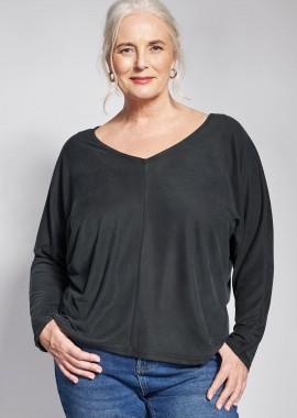 - Essential μπλούζα ριπ με V και ζαπονέ μανίκια