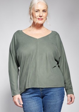 - Essential μπλούζα ριπ με V και ζαπονέ μανίκια