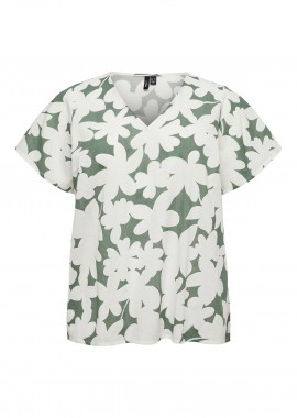 - Φλοράλ T-Shirt με V από Οργανικό Βαμβάκι VERO MODA