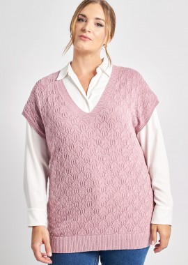 - Καζάκα με openwork πλεκτό μοτίβο και ριπ τελειώματα