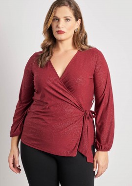 - Κρουαζέ μπλούζα με δέσιμο και lurex