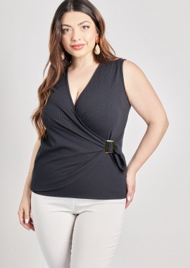 - Κρουαζέ μπλούζα ριπ με κρίκο στο πλάι