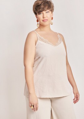 - Lingerie τοπ washed ανάγλυφο με δαντέλα