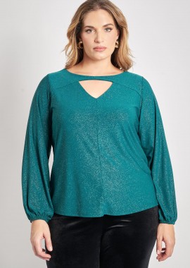 - Lurex μπλούζα με άνοιγμα στο ντεκολτέ