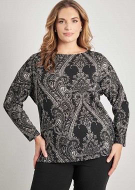 - Μακρυμάνικη μπλούζα με τύπωμα λαχούρι