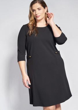 - Μίντι φόρεμα ελαστικό κρεπ με διακοσμητικά ζωνάκια