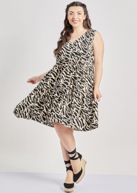 - Μίντι Φόρεμα βισκόζη εμπριμέ animal print
