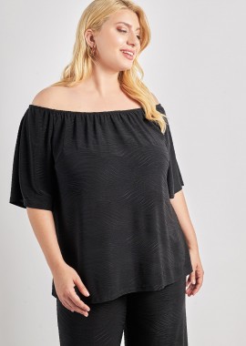 - Μπλούζα έξωμη ελαστική ζακάρ κυματιστό