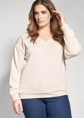 - Μπλούζα φούτερ με V και πέρλες VERO MODA