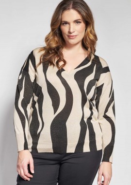 - Μπλούζα λεπτή πλεκτή animal print με λούρεξ λάμψη