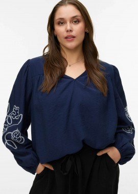 - Μπλούζα με φουσκωτά μανίκια με κέντημα VERO MODA