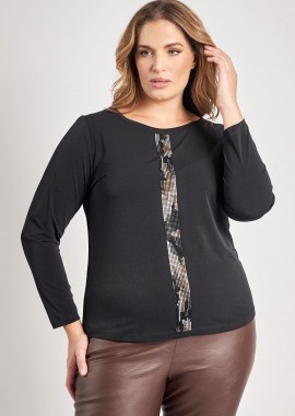 - Μπλούζα με κάθετη λωρίδα στρας μπροστά