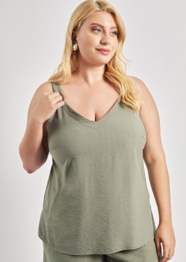 - Mπλούζα με τιράντες όψη λινό με χάντρες