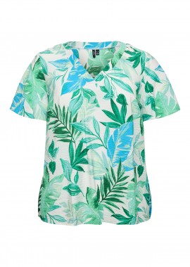 - Μπλούζα με τροπικά φύλλα και λαιμόκοψη V VERO MODA