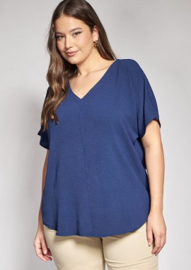 - Μπλούζα με V και ραφή ανάγλυφο washed