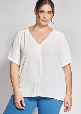 - Μπλούζα με V Λαιμόκοψη και Ανάγλυφη Washed Ύφη