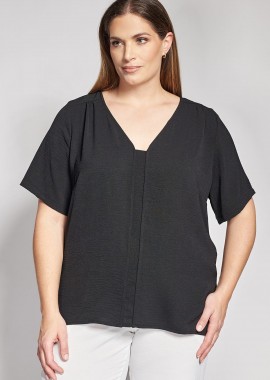 - Μπλούζα με V Λαιμόκοψη και Ανάγλυφη Washed Ύφη