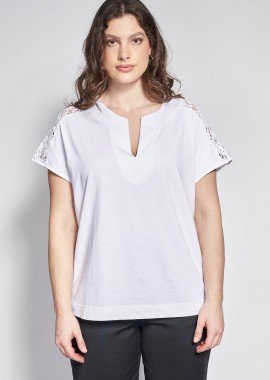 - Μπλούζα με V Λαιμόκοψη και Λεπτομέρειες Δαντέλας