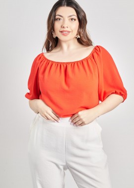 - Μπλούζα off-shoulder washed ανάγλυφο