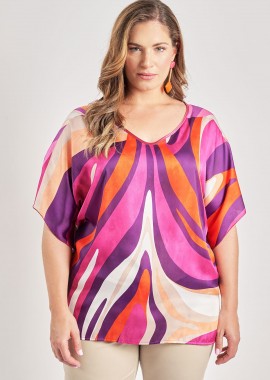 - Μπλούζα σατινέ σε εμπριμέ abstract μοτίβο