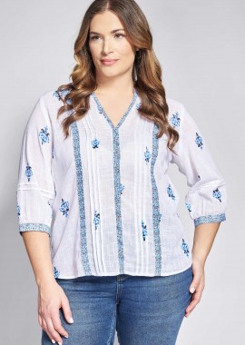 - Μπλούζα βαμβακερή boho φλοράλ