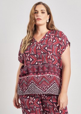 - Μπλούζα βισκόζης σε ethnic tribal εμπριμέ