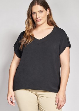 - Μπλούζα washed κοντομάνικη με κουμπί