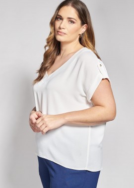 - Μπλούζα washed κοντομάνικη με κουμπί