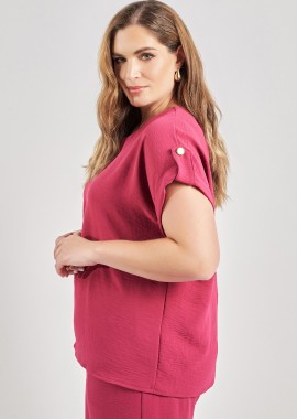 - Μπλούζα washed με ρεβέρ και κουμπί