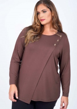 - Μπλούζα ζέρσεϋ βαμβακερή με ασύμμετρο σχέδιο