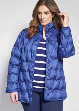 - Μπουφάν καπιτονέ με ψηλό γιακά και colorblock εσωτερικό