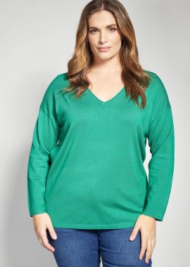 - Πλεκτή μακρυμάνικη μπλούζα με V-λαιμόκοψη