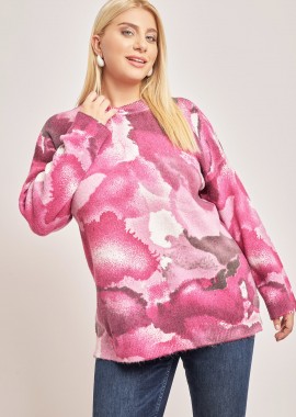 - Πλεκτή μπλούζα λουπέτο σε abstract print