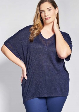 - Πλεκτή μπλούζα lurex με συνδυασμό πλέξης