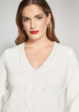 - Πλεκτή μπλούζα με lurex και σχέδιο πλεξούδα