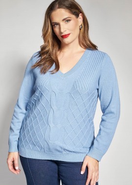 - Πλεκτή μπλούζα με lurex και σχέδιο πλεξούδα