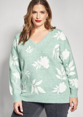 - Πλεκτή μπλούζα με σχέδιο λουλούδια