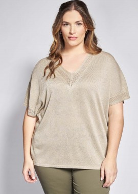 - Πλεκτή μπλούζα lurex με συνδυασμό πλέξης