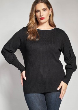 - Πλεκτή μπούζα ριπ διχρωμία στη λαιμόκοψη