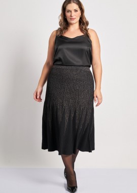 - Πλισέ πλεκτή φούστα μίντι με lurex