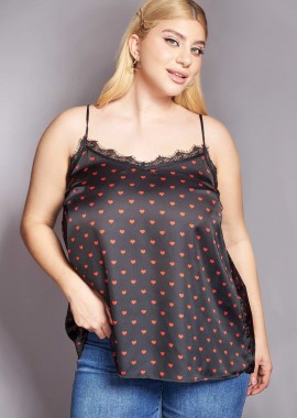 - PRBT Lingerie Τοπ σατινέ εμπριμέ με καρδούλες