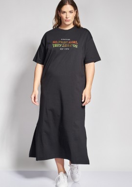 - PRBT Μάξι Βαμβακερό Φόρεμα T-Shirt με Στάμπα